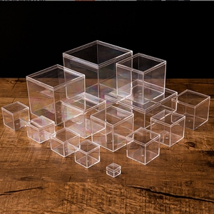Contenedores de almacenamiento transparentes personalizados, cubos cuadrados, pequeña caja con bisagras de plexiglás - Product Image 1