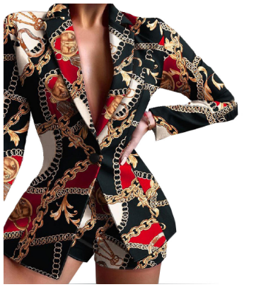 Autumn and Winter European and American Women's Clothes Slim Fitting Short Pants Two-piece Suit