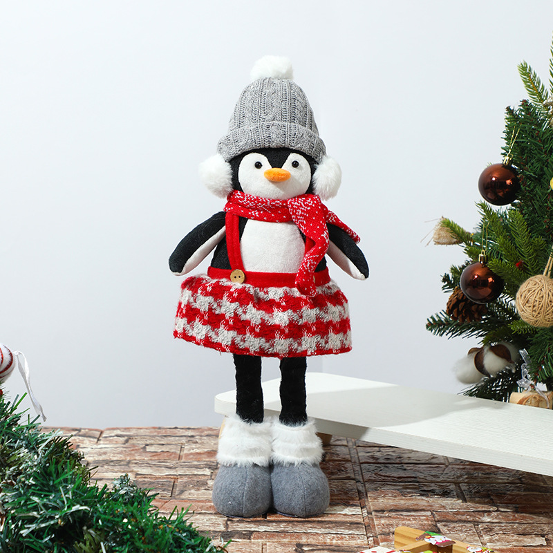 Gray Hat Stretchy Penguin Plush Toy