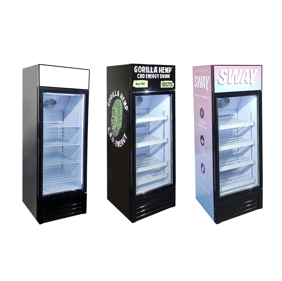Réfrigérateur vertical commercial Meisda 190L à porte en verre transparente
