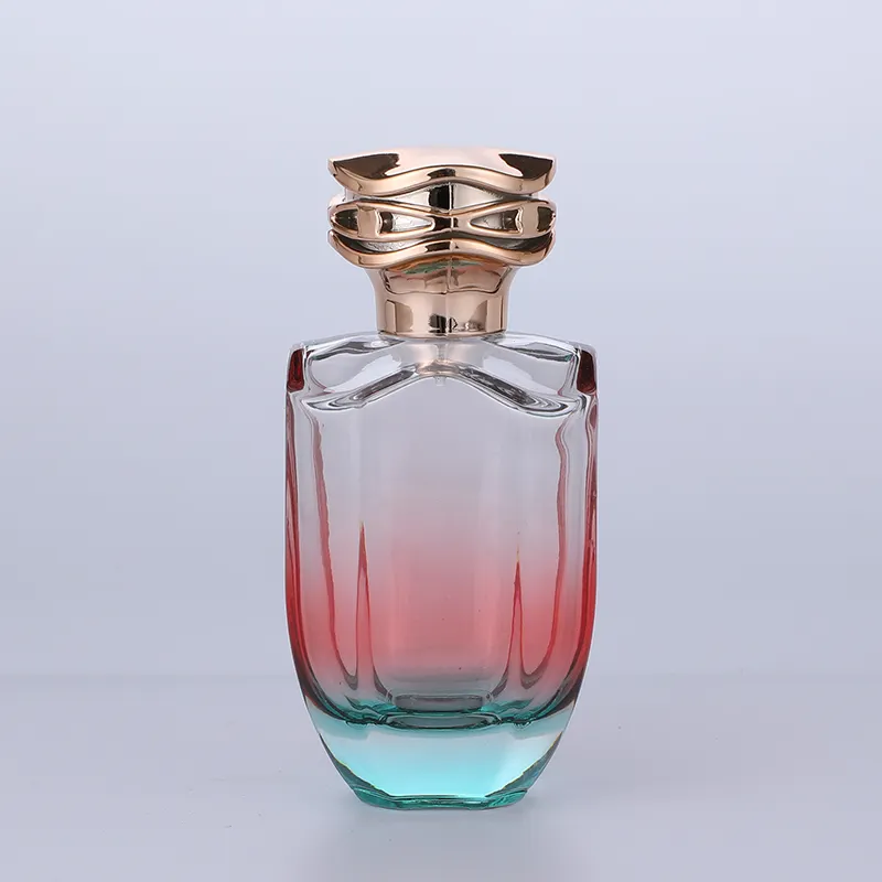 Bottiglia di profumo di vetro di lusso 100ml con Design unico e imballaggio schermo stampato per uso cosmetico