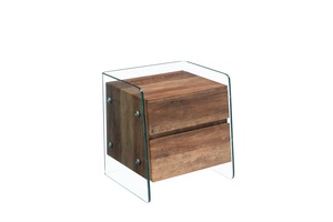 玻璃床头柜家用家具钢化玻璃茶几木质抽屉 - Product Image 2