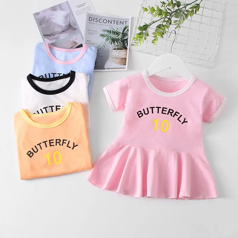 Toddler Princess Dress Short Sleeve Baby Dress Casual Summer Playwear Basic Shirt Jersey Dress for Baby Girl Princess