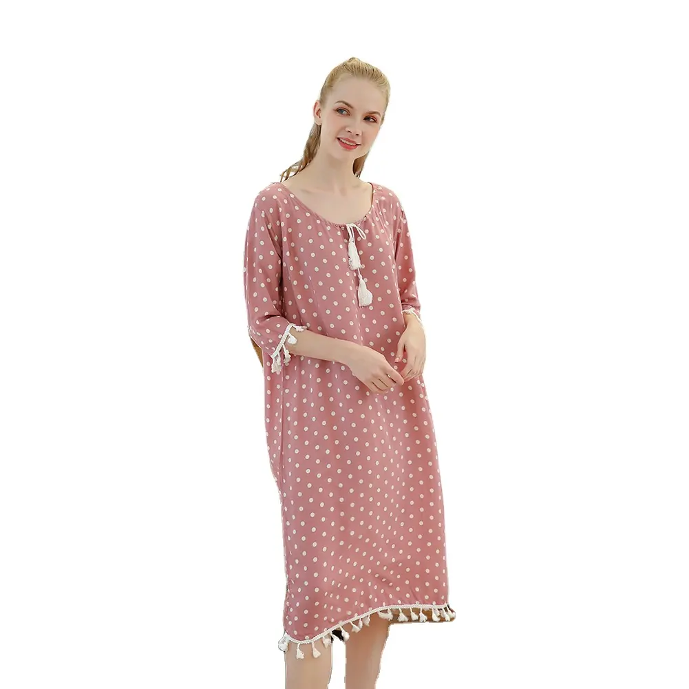 卸売プラスサイズのナイトガウンレディナイトドレスルーズパジャマナイティピジャマヴェスティドパジャマドレス女性用半袖パジャマ