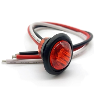 Su geçirmez 12V 3LED 3/4 "yuvarlak kırmızı Amber LED yan işaretleyici ışık kamyon römork için, 3 telli kurulum, yüksek düşük fonksiyonu - Product Image 1