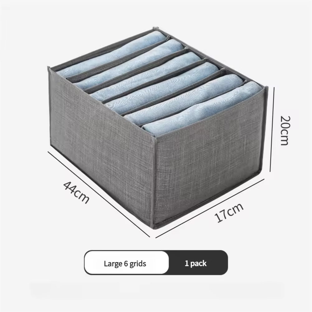 Caja de almacenamiento gris de 6 compartimentos.