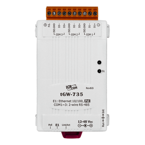 TGW-735 minuscolo Gateway da Modbus TCP a RTU/ASCII con PoE e serie di RS-485 a 3 porte per ICP DAS - Product Image 1