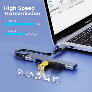 适用于笔记本电脑的迷你便携式USB集线器C型至USB 3.0 3 * USB 2.0切换器坞站 - Product Image 4