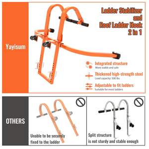 Escalera de acero resistente 2 en 1, gancho para techo, agarre de goma, extensión de barra en T, estabilizador de escalera, piezas de andamio de escalera de nueva generación - Product Image 4