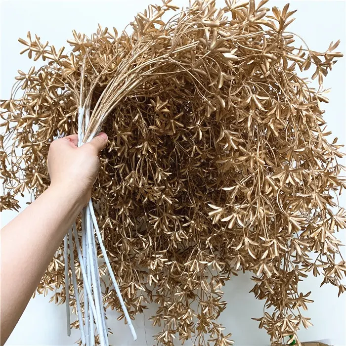 F -1689 свадебное украшение пластиковые листья эвкалипта оливковой пальмы золота