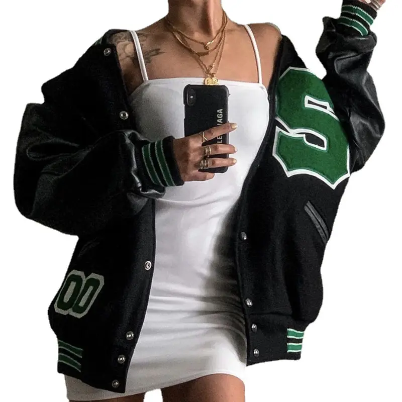 2022 hot sale custom Embroidered baseball uniform women varsity loose casual jacket