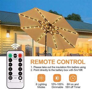 USB+Battery Led Parasol <strong>String</strong> <strong>Light</strong> Waterproof 8 functions With <strong>Remote</strong> Control For Outdoor Camping Tent Lamp Beach Garden - Product Image 5