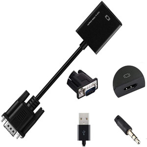 Adaptador VGA a HDMI para Monitor TV Active 1080P salida de Video con Audio, convertidor VGA a HDMI Compatible con computadora de PC