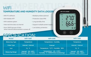 HEDAO WIFI-200E <strong>TEMPERATURE</strong> and HUMIDITY <strong>DATA</strong> <strong>LOGGER</strong> With Pc <strong>Software</strong> Mobile App Wifi High Accuracy Thermohygrometer - Product Image 2