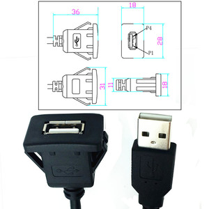 Conector hembra USB tipo A 2,0 de montaje en Panel a presión con conexión USB A 2,0 - Product Image 6