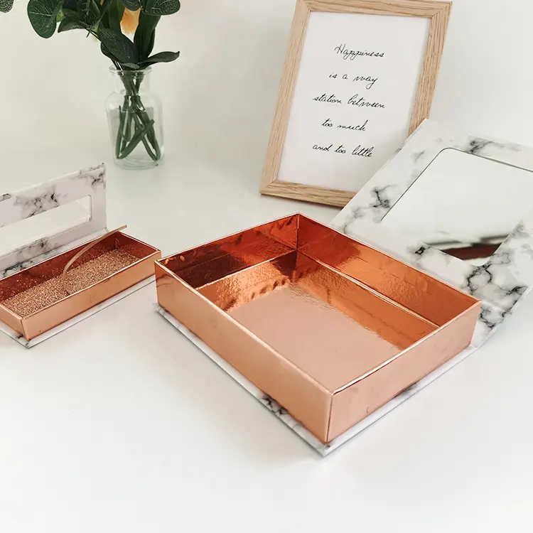 Logo Customized Foldable 3 Pair Square Luxury Reusable Christmas Rose Gold Empty Magnet Eyelash Packaging Boxes Wholesale