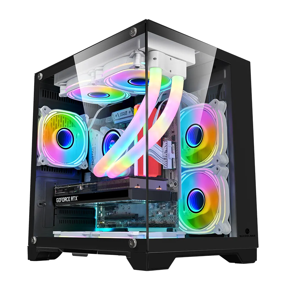 RGB 쿨러가있는 고품질 사용자 정의 로고 MATX PC 캐비닛 게임용 데스크탑 컴퓨터 케이스 2023