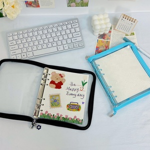 Waterproof Glittering Pvc Plastic Cover Budget Binders A6 Widen 6 Ring Binder Loose Leaf <strong>Notebook</strong> with Flower Shape Zipper - Product Image 3
