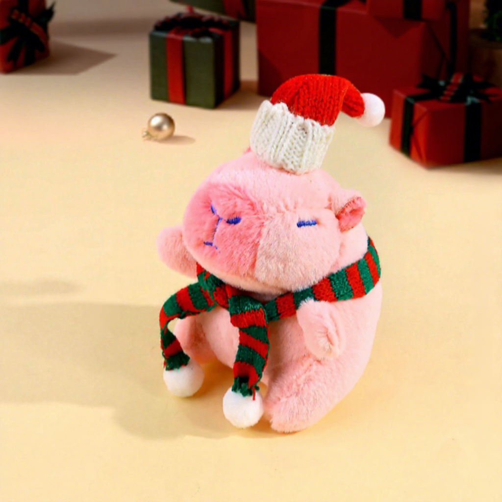 Green scarf, pink Capibara