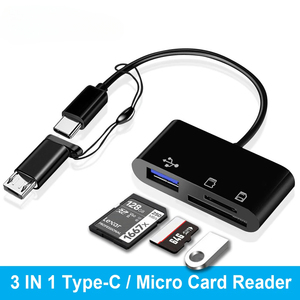 C型微型USB OTG读卡器USB电缆3合1标清/tf卡读卡器USB连接器数据传输闪存盘OTG适配器 - Product Image 2