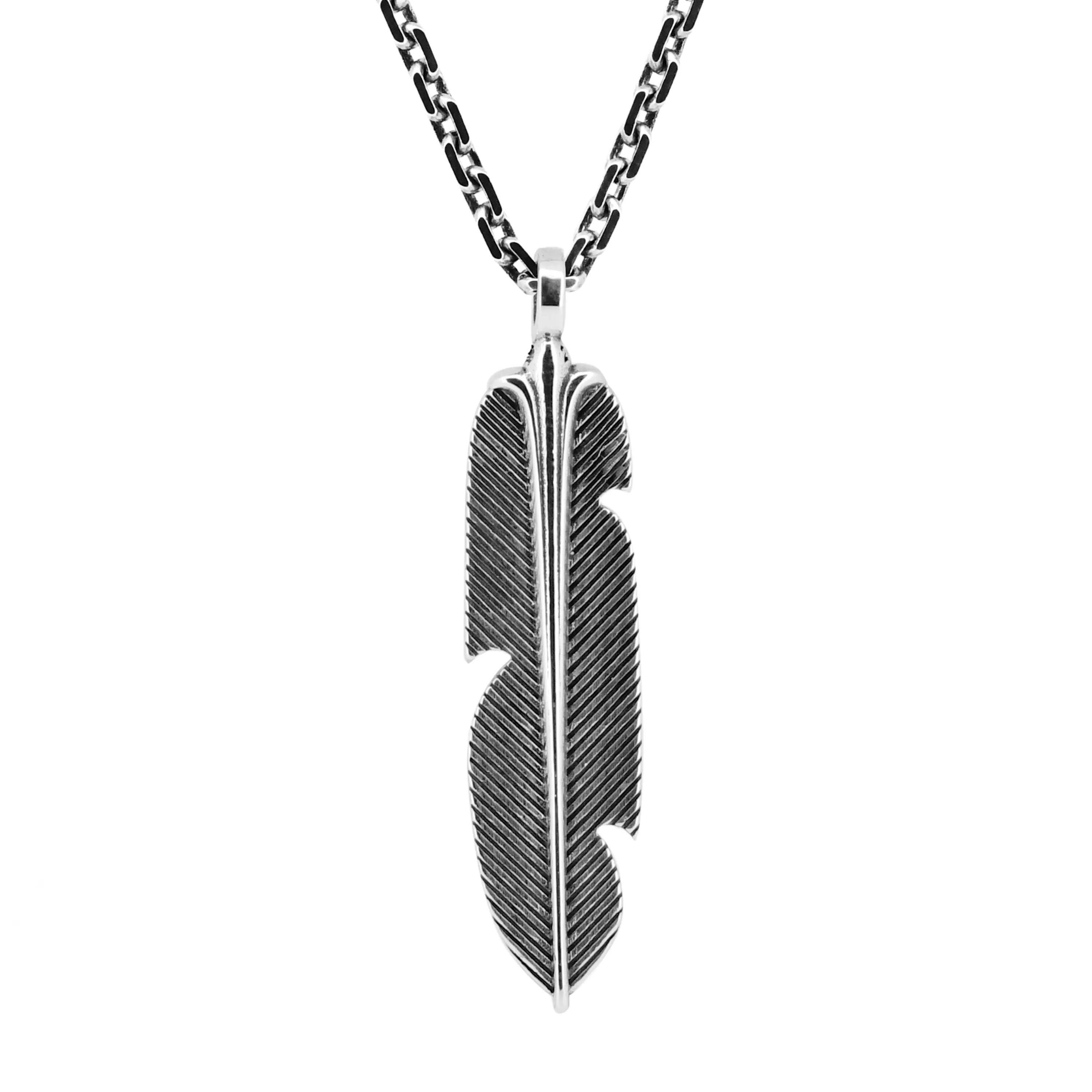 Collier plume en argent pour adulte, breloque plume Takahashi