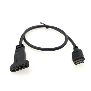 USB 3.1フロントパネルヘッダーからUSB-C Type-Cメス延長ケーブル (パネルマウントネジ付き)