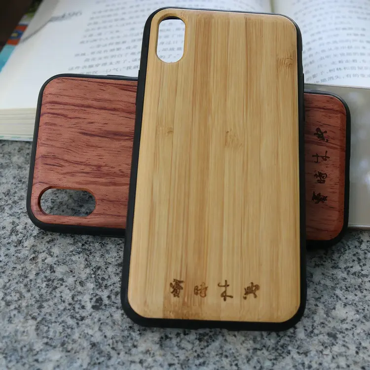 Funda trasera de madera de bambú en blanco personalizada de fábrica para la serie de teléfonos universales