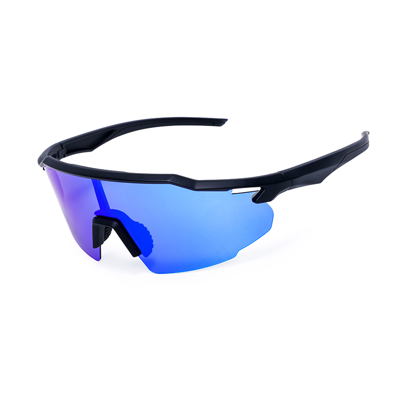 Monture noire avec verres revo bleu intégral.