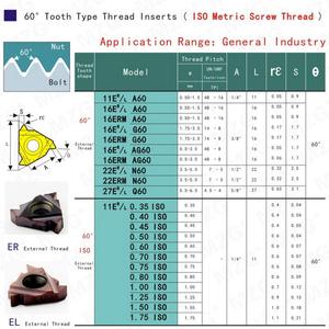 Maifix 1pcs 16ERG60-ZP10公制螺纹外车刀不锈钢数控刀具螺纹嵌件 - Product Image 4