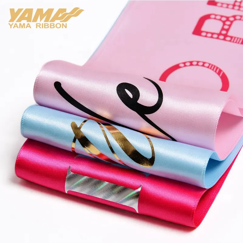 Yama cinta marca de gama alta de lujo logotipo personalizado Rosa novia azul desfile negro cumpleaños tema faja cinta al por mayor
