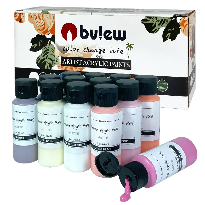 Bview Art Hoge Kwaliteit 60Ml 2 Oz 14 Kleuren Acrylverf Voor Het Schilderen Normaal Gebruikt Na Ontdooien Bij Min 40 Graden