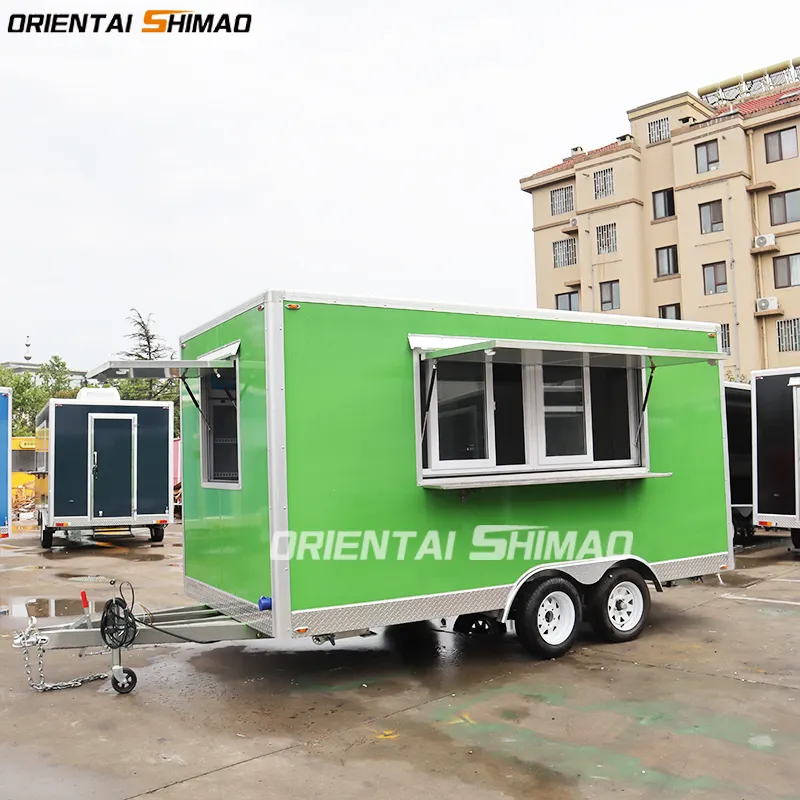 Remolque de comida rápida móvil, camión de Helado de café, quiosco, carro de comida para la venta, estándar europeo Oriental Shimao