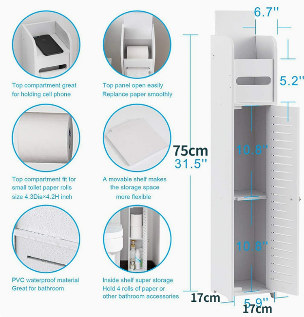 White 76 High Single Door Wall Cabinet