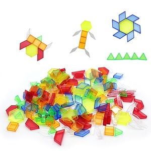 Bloques translúcidos coloridos con formas geométricas, juguetes para aprender desde casa, 180 piezas - Product Image 1