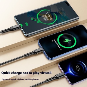 แจ็กเก็ตไนล่อนถักแบบสามในตัวเดียวสำหรับ Apple และ Huawei สำหรับอุปกรณ์ Type-C - Product Image 3