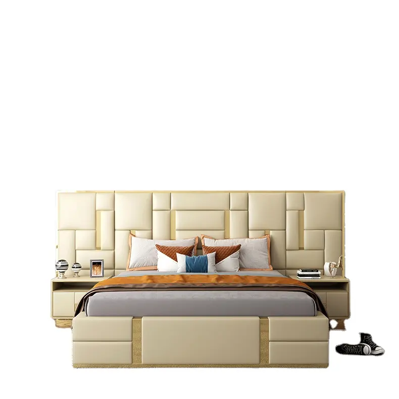 Cabecero largo de cuero con diseño italiano para camas, cabecero para hotel, tamaño king y queen