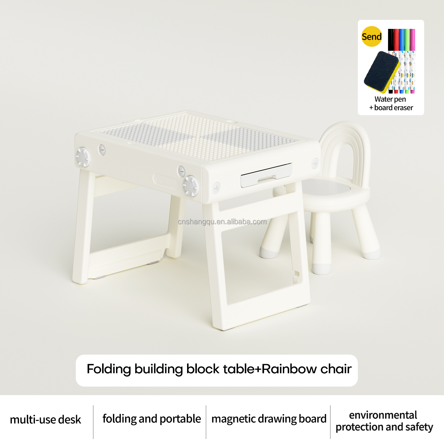 Table de jeu pliante avec blocs de construction + 1 chaise