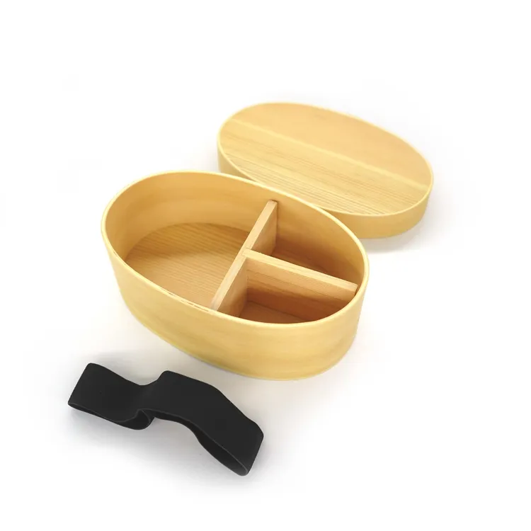 Caixa de almoço de bambu personalizada, caixa de bambu com compartimentos removíveis