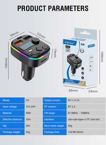 Đa chức năng không dây MP3 máy nghe nhạc xe hơi <span class=keywords><strong>Bluetooth</strong></span> MP3 Máy nghe nhạc tay-miễn phí cuộc gọi FM Transmitter với 3A USB sạc - Product Image 6