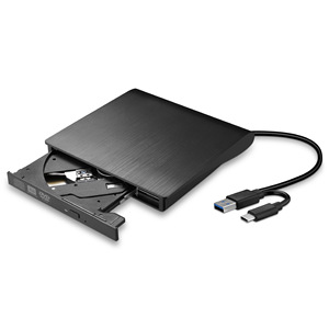 双接口USB 3.0 C型电缆便携式光盘DVD RW驱动器刻录机光盘驱动器兼容笔记本电脑台式机iMac - Product Image 1