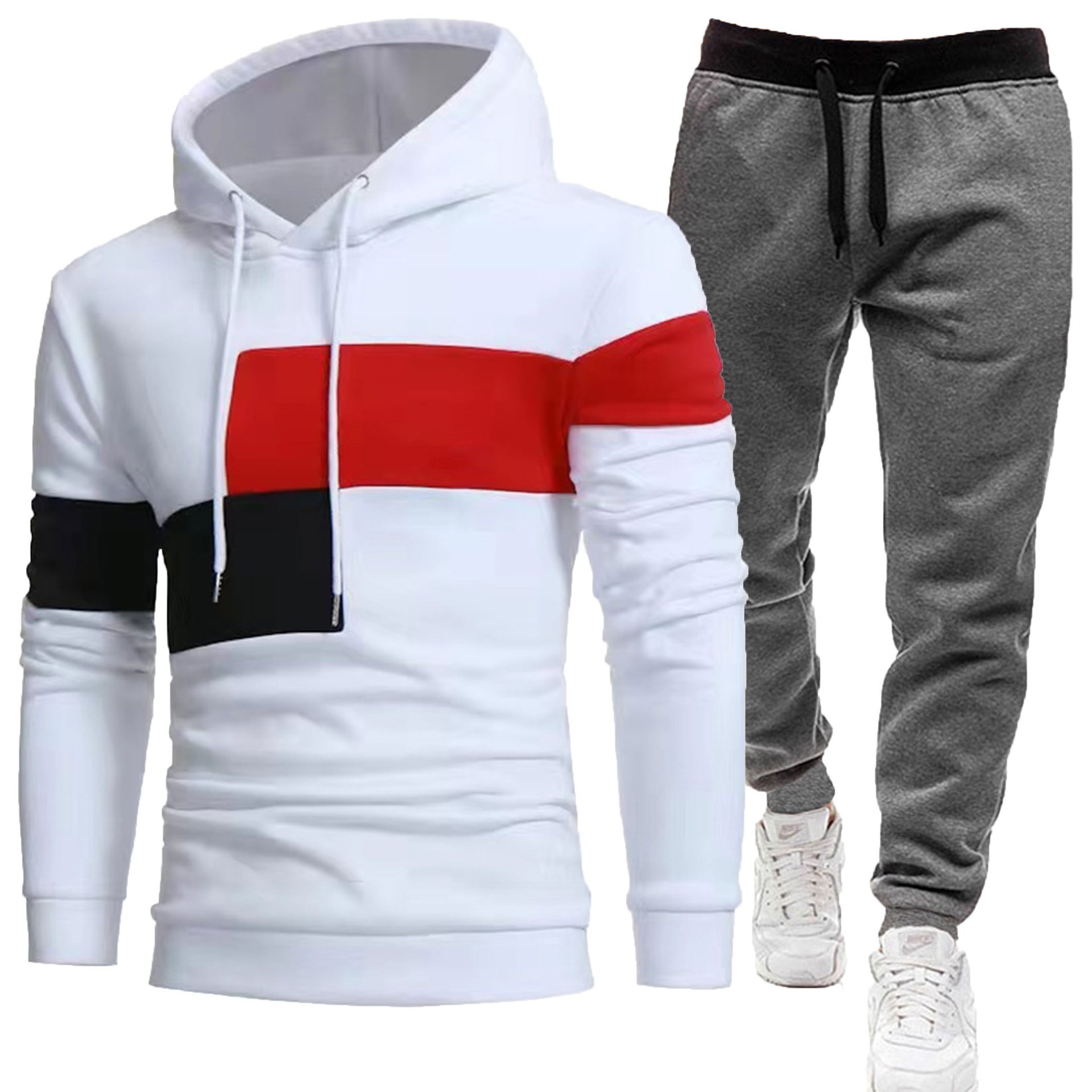 White dark gray pants