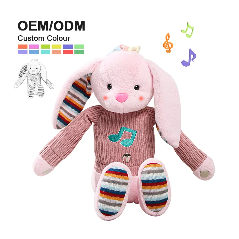 Zhorya infantil eléctrico relajante música dibujos animados conejo animal inducción Beat peluche bebé muñecas juguete para niños