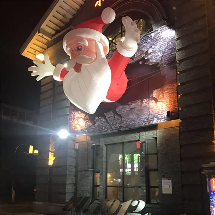 Papai noel inflável gigante do desenho animado, papai noel ao ar livre inflável decorativo oem