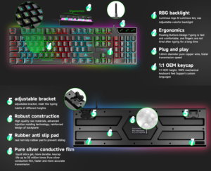 High Quality SC715 Mixed Color LED <strong>Light</strong> 104 <strong>Keys</strong> Wired USB <strong>Computer</strong> Peripherals New Gaming Multimedia <strong>Keyboard</strong> - Product Image 2