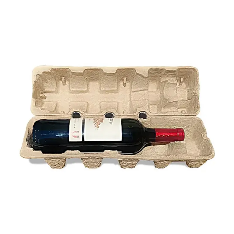 Биоразлагаемый формованный бумажный флакон для вина грузоотправитель упаковка внутренний лоток для вина коробка для перевозки