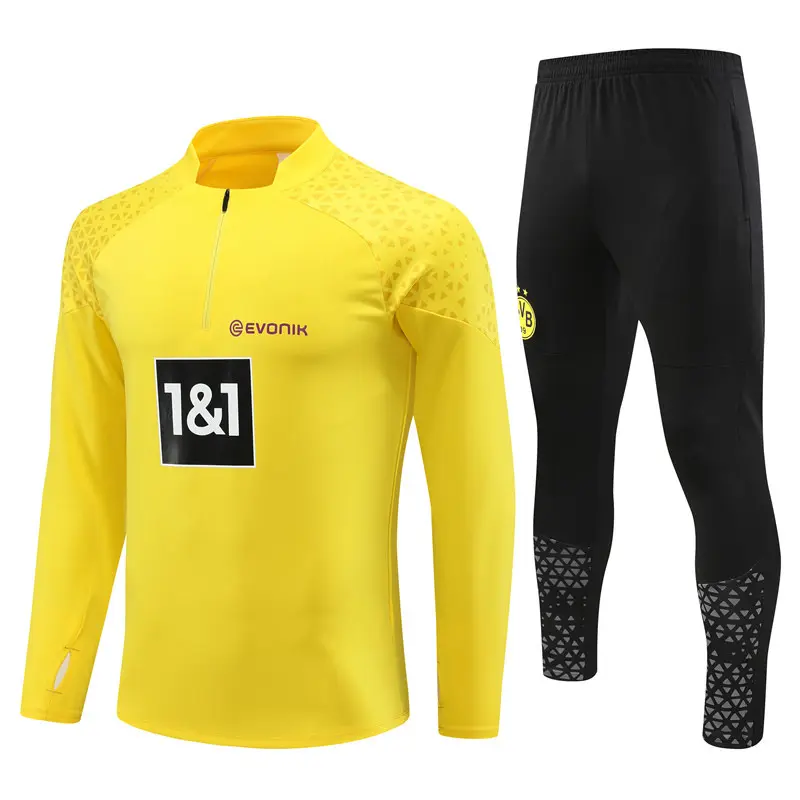 Survetement media cremallera fútbol algodón ropa deportiva conjunto hombres gimnasio fútbol Dortmund chándal para niños
