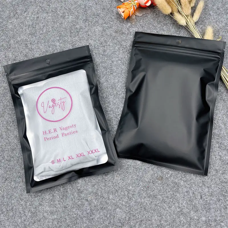 Custom Matte/frosted Biodegradable Plastic Packaging Zipper Bags T Shirt Swimwear Panties Zip Lock Clothing Bags With Logo