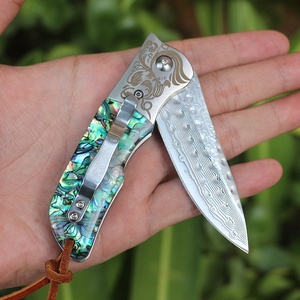 Campeggio all'aperto damasco arrampicata su roccia pieghevole strumento di pesca caccia sopravvivenza difesa coltello pieghevole manico in legno - Product Image 5