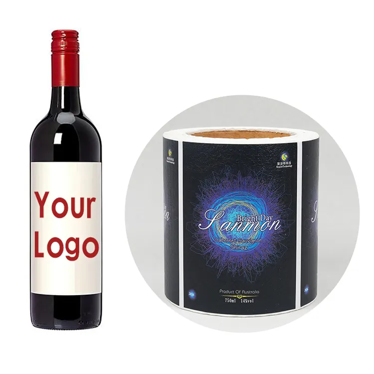 Özel paket özel etiket vinil rulo 3d çıkartmalar ürün baskılı rend şarap alkollü içecek etiket