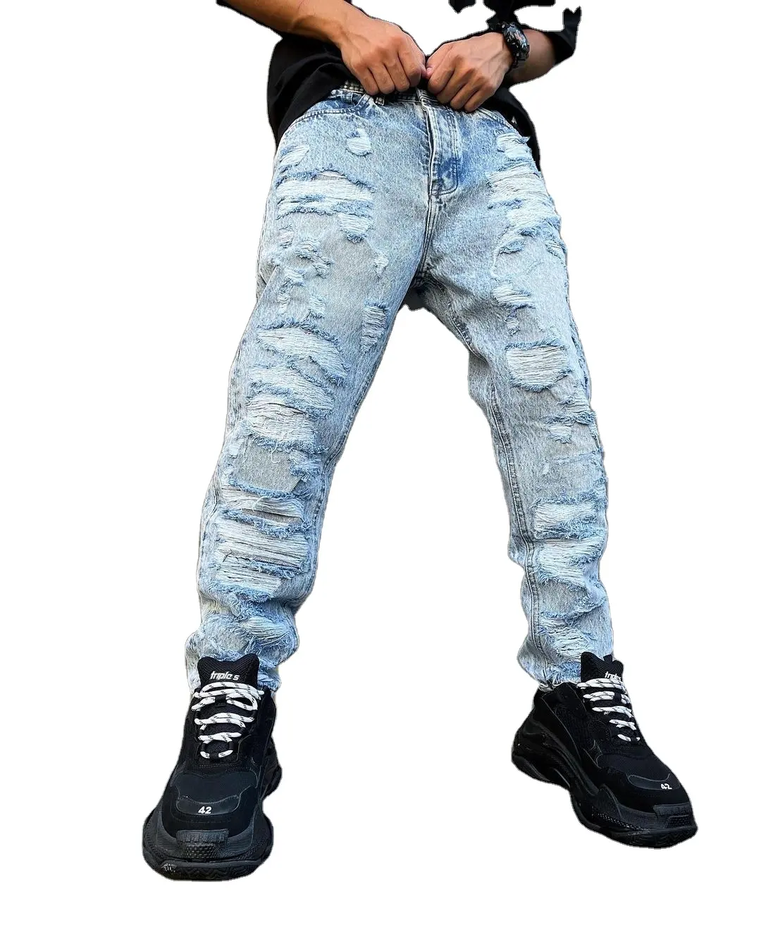 Zhuoyang - Calça jeans para homens, roupa personalizada com logotipo, calça jeans de grife para homens, algodão 100 genuína e religiosa